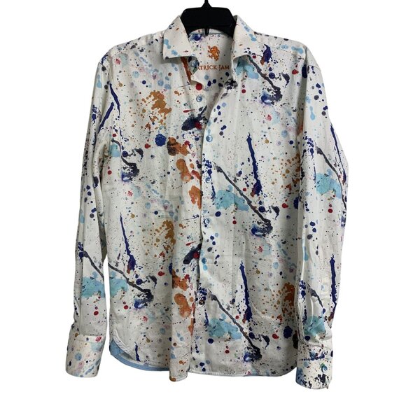 Patrick James Artsy Paint Slatter Button Down Shirt Size M - Picture 1 of 9
